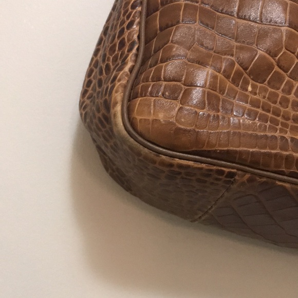 Longchamp Tan Brown Roseau Croc Embossed Leather Toggle Shopper Top Handle Bag - Picture 9 of 16